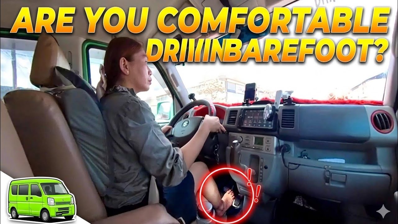 Lady Driving Barefoot