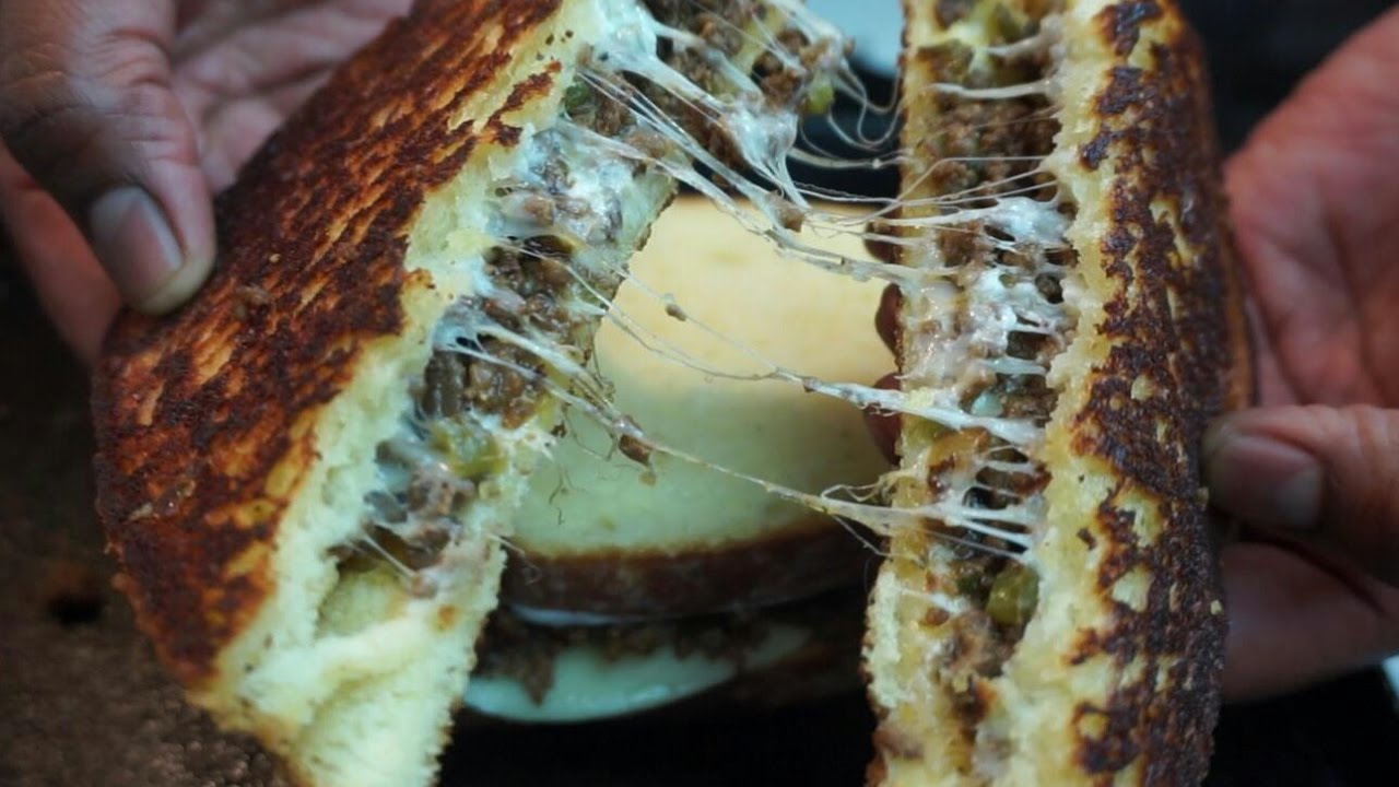 Ground Philly Cheesesteak Grilled Cheese