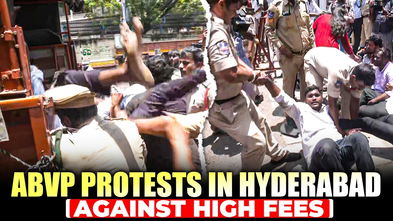 LIVE: ABVP Protests in Hyderabad Over Issues in Govt Schools, High Private School Fees | Telangana