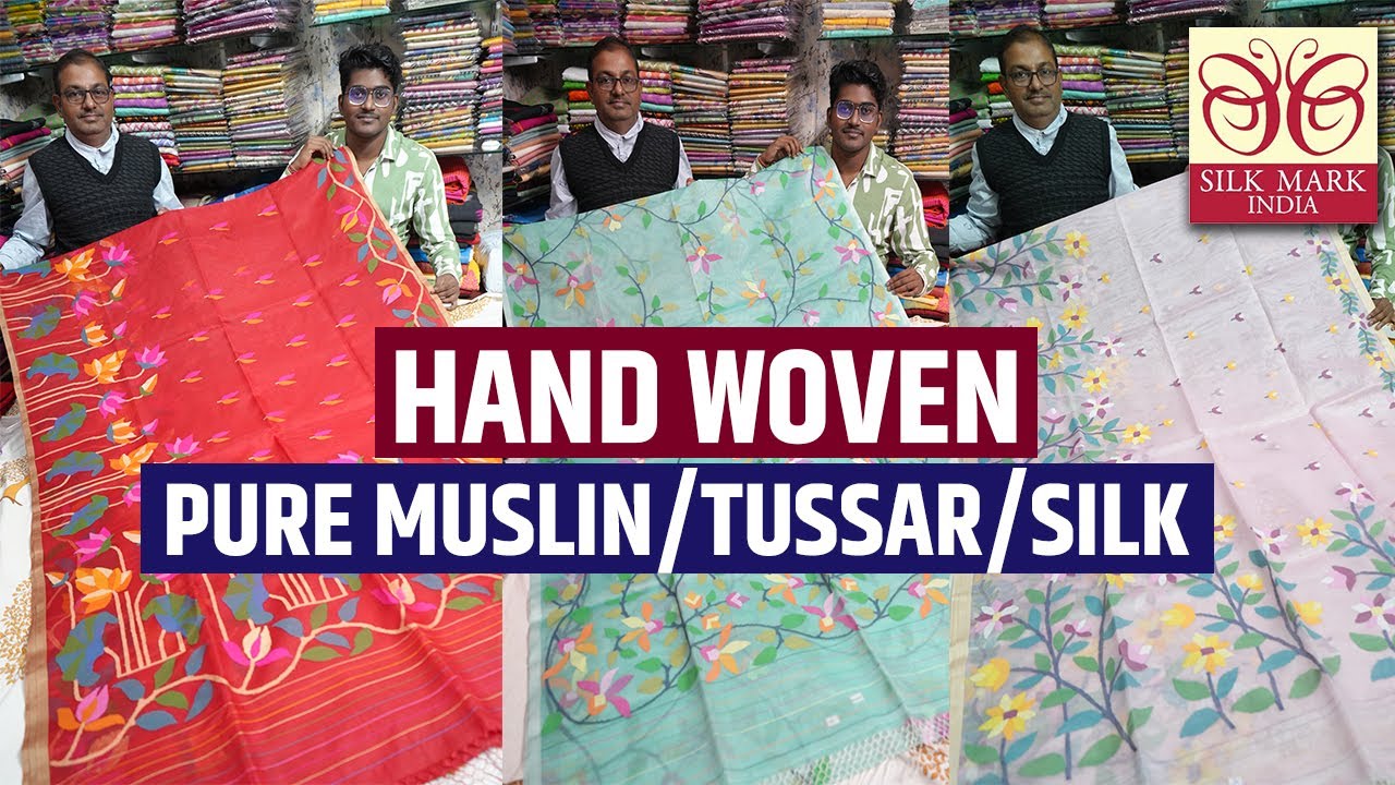 Authentic Pure Hand Woven Muslin Saree, Pure Tussar, Pure Silk, Gicha Tussar Sarees Manufacturer