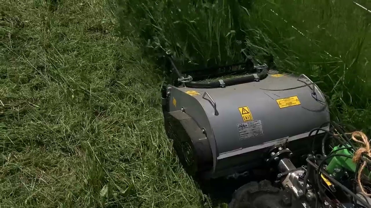 Flail Mower on Two Wheeled Tractor