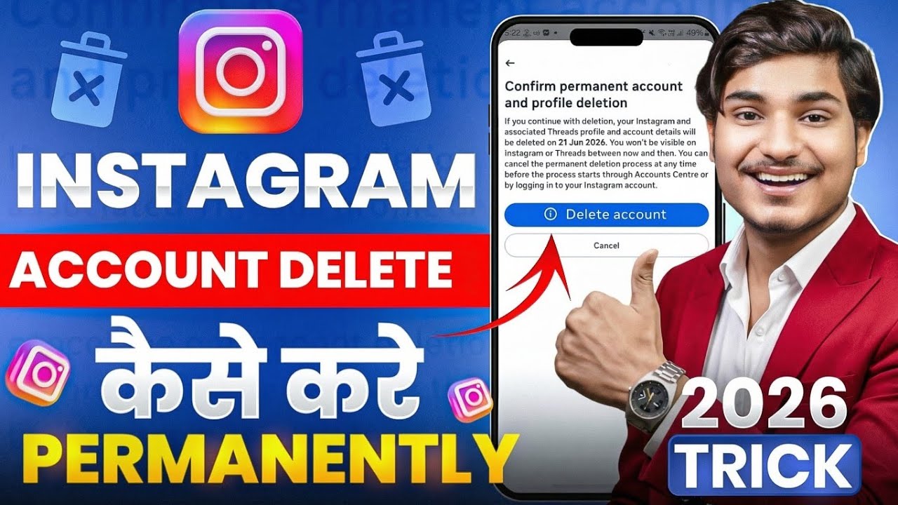 Instagram Account Delete Kaise Kare Permanently 2026 | How to Delete Instagram Account Permanently