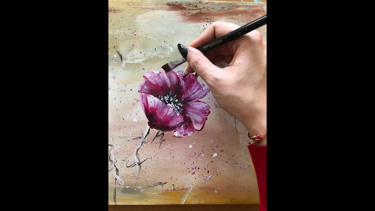 How to make an abstract flowers painting on canvas by Julia Kotenko