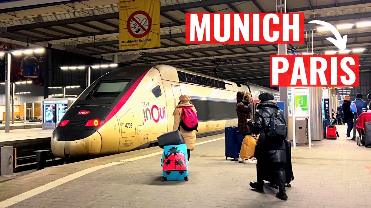 🇩🇪 Snowy day High speed train ride from MUNICH to PARIS - TGV OUI【4K】