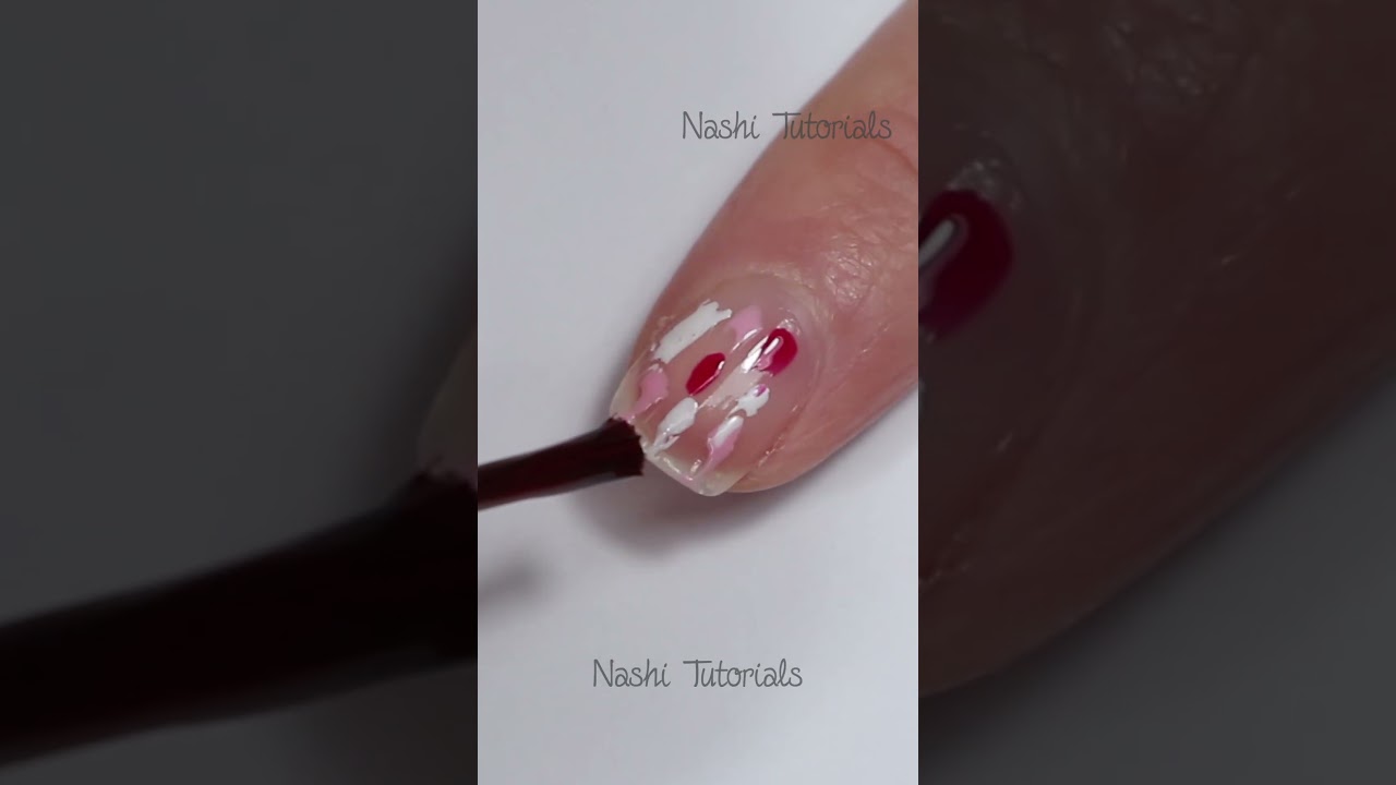 Pink, Red, White and Nail Caviar Negative Space Abstract Nail Art Tutorial #shorts