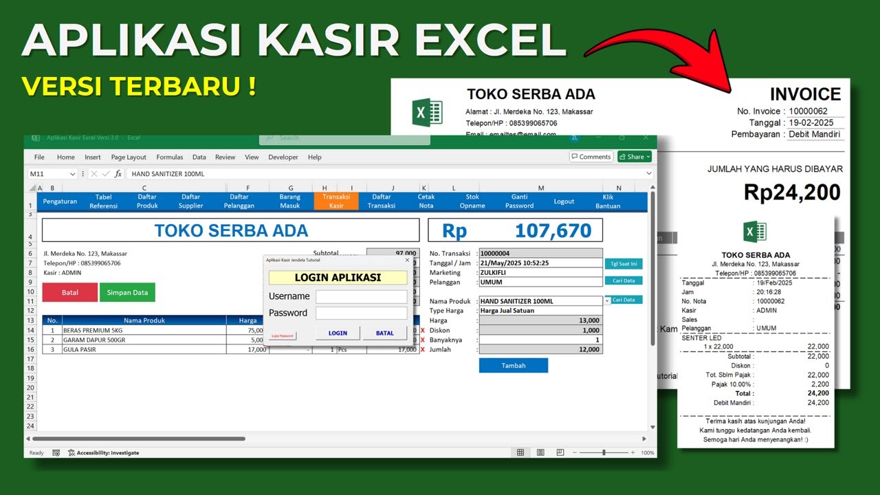 APLIKASI KASIR EXCEL Versi 3.0 &ndash; Update Lengkap, Cocok untuk Berbagai Jenis Penjualan!