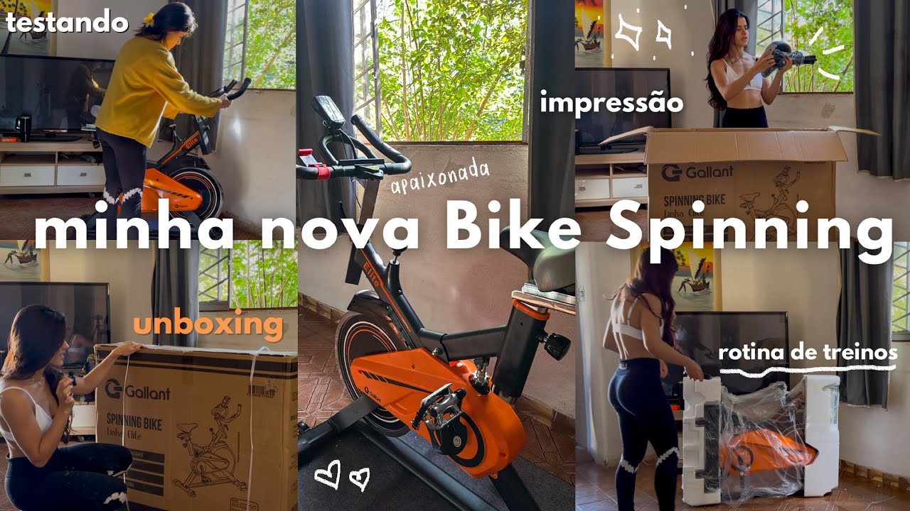 MINHA NOVA BICICLETA ERGOM&Eacute;TRICA | montagem, acess&oacute;rios, treinar em casa 🏠🥹