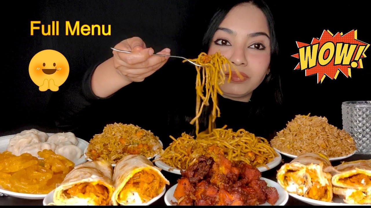Huge Indian Street Food Mukbang | Noodles, Rolls, Jalebi, Chicken fried rice, Momos, cold drink