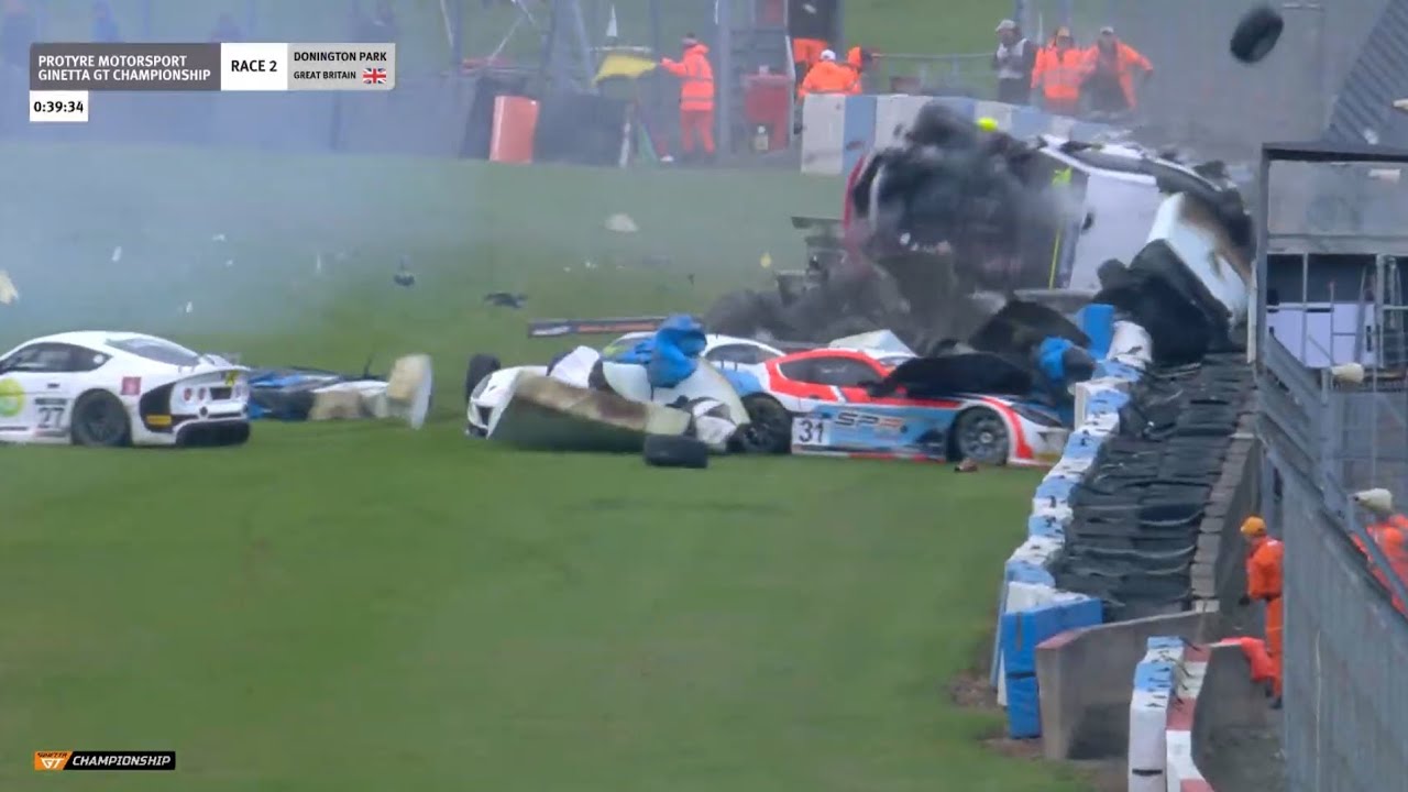 Horror Start Crash | Ginetta GT Protyre Championship 2025 | Donington Park Race 2 