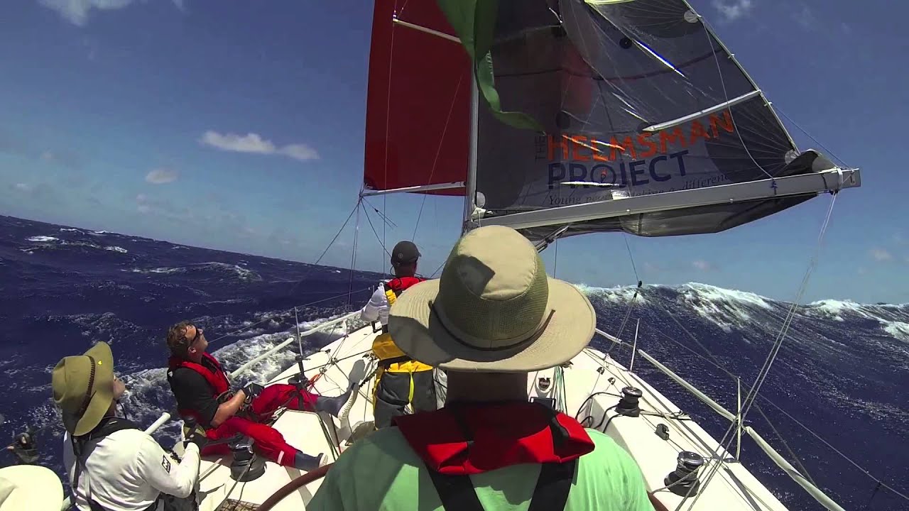 Yacht surfing downwind in Bass Strait