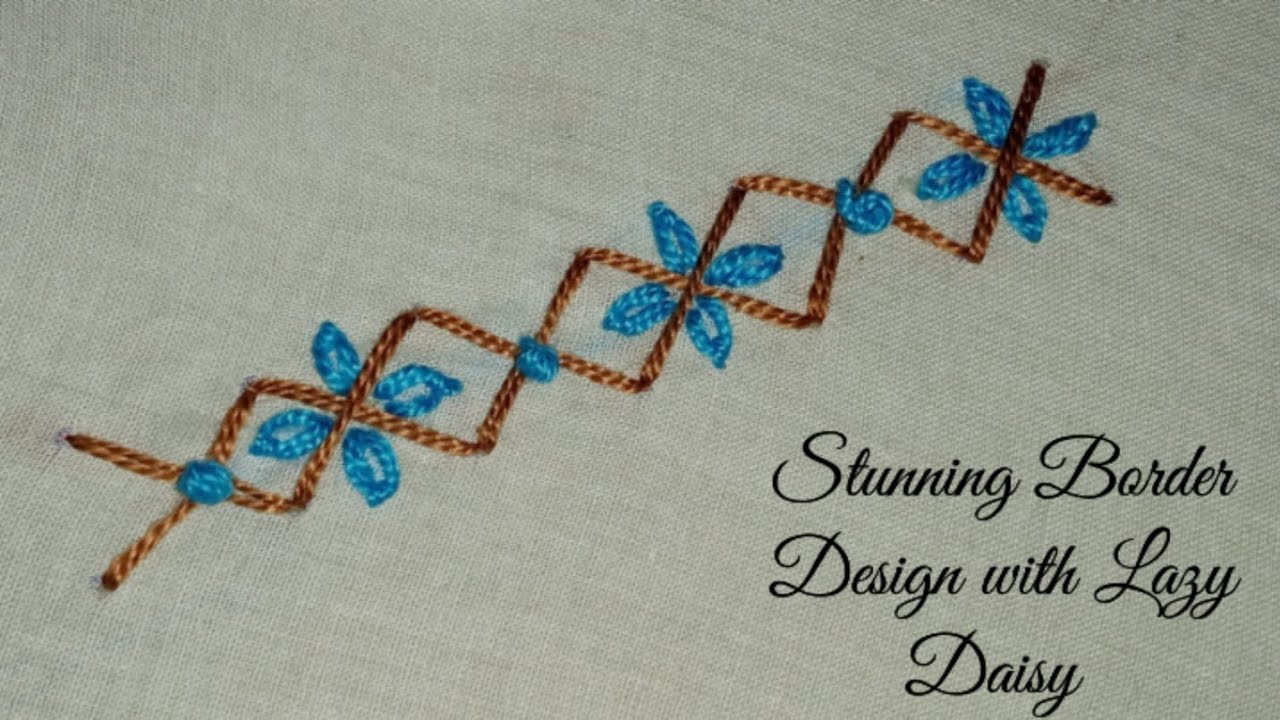 Stunning Border embroidery design with lazy daisy by Discover Embroidery