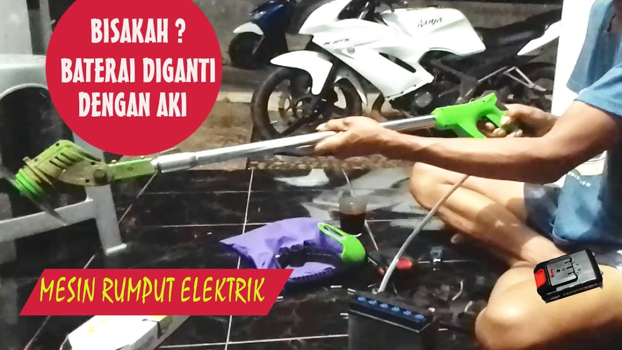 MODIF MESIN RUMPUT ELEKTRIK DENGAN AKI MOTOR