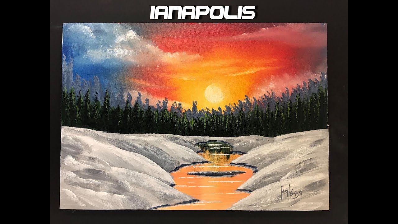 #240 How to paint a winter sunset 