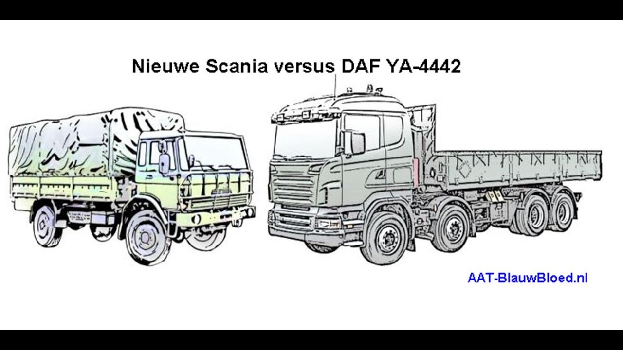 Nieuwe Scania Gryphus versus DAF YA-4442 4 tonner