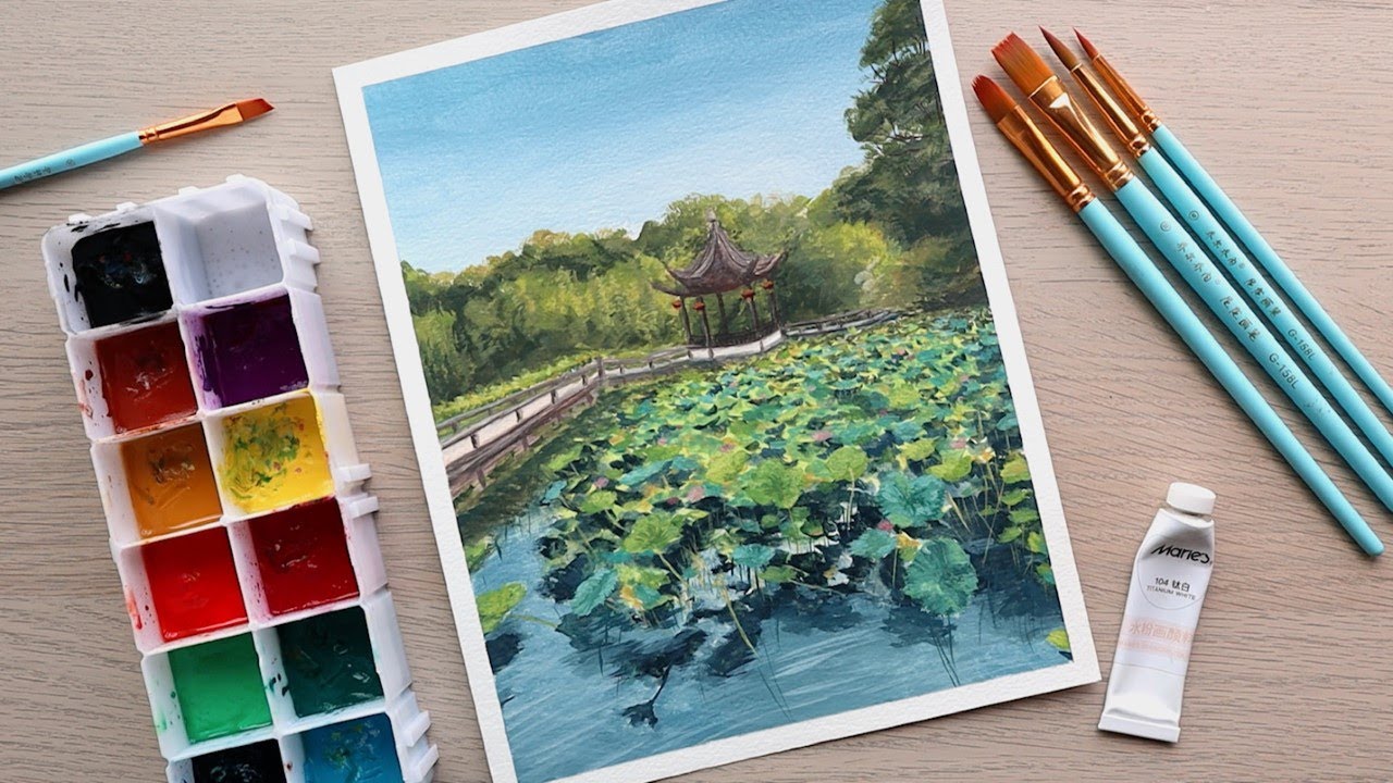 Gouache painting with affordable art supplies (only $10!)