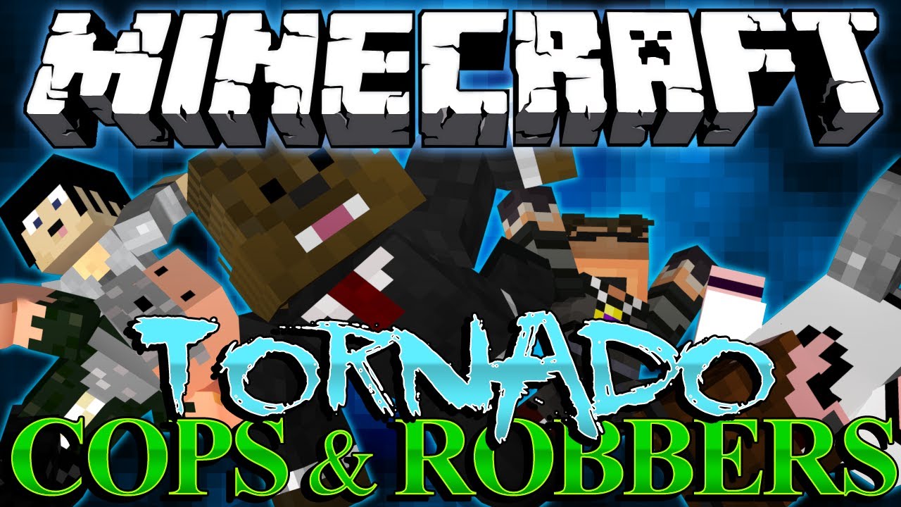 TORNADO GUN!?! Extreme Weather Mod Minecraft Cops and Robbers w/ SkyDoesMinecraft and Friends!