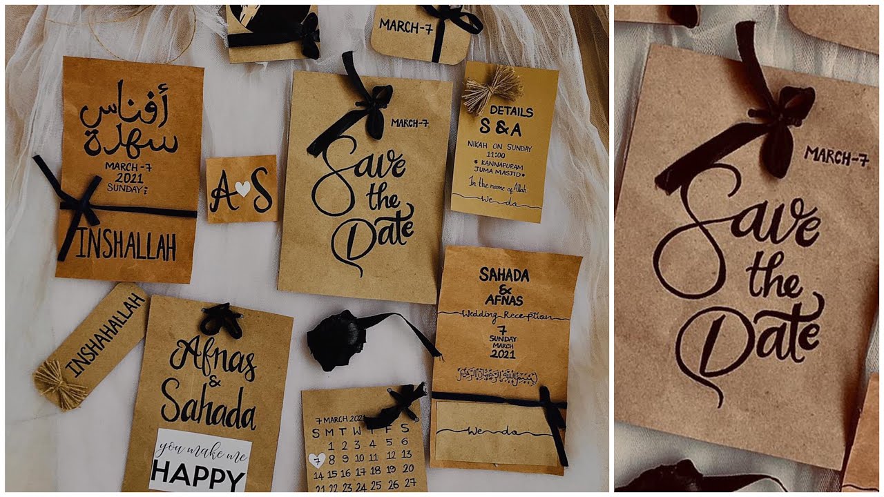 Save the date 🙂 wedding invitation card 🥰 Couple Calligraphy ❤️ Easy Craft 🤓