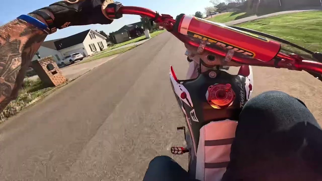 Neighborhood ripping the pit bikes! SHE DID A WHEELIES!?!?!