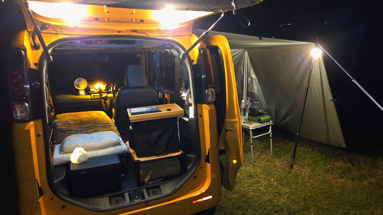 ❤️ Отдых в одиночку при сильном ветре | Тихая ночь с брезентом на миникаре