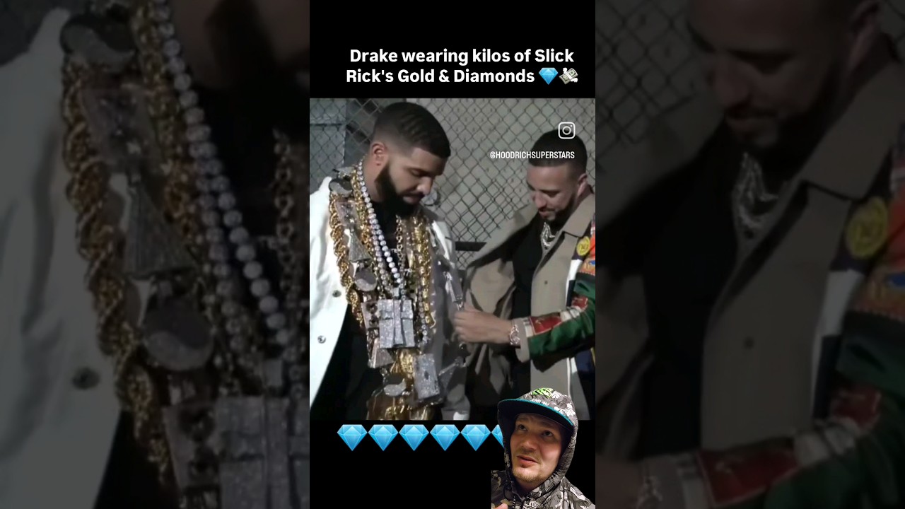 Drake Wearing Slick Rick's Gold & Diamond Chains! That's a Neck Breaker Stack! #shorts #bling #drake