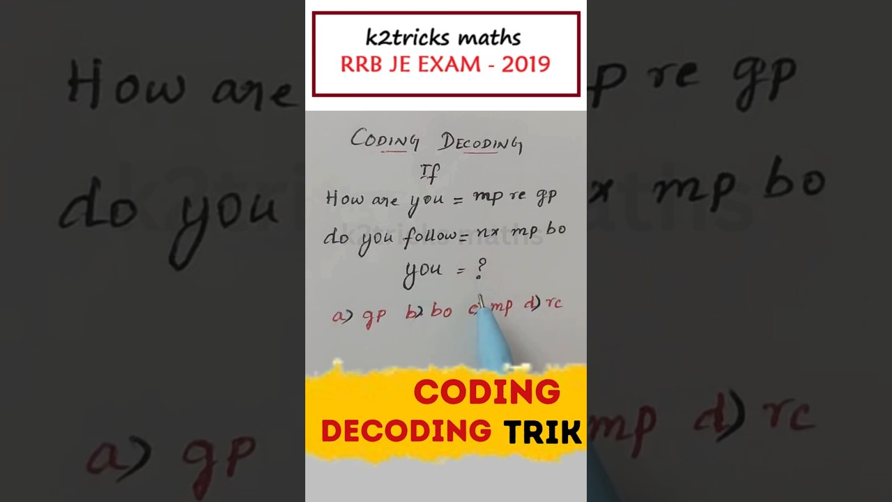 Coding Decoding Reasoning | Railway Coding Decoding Sums 