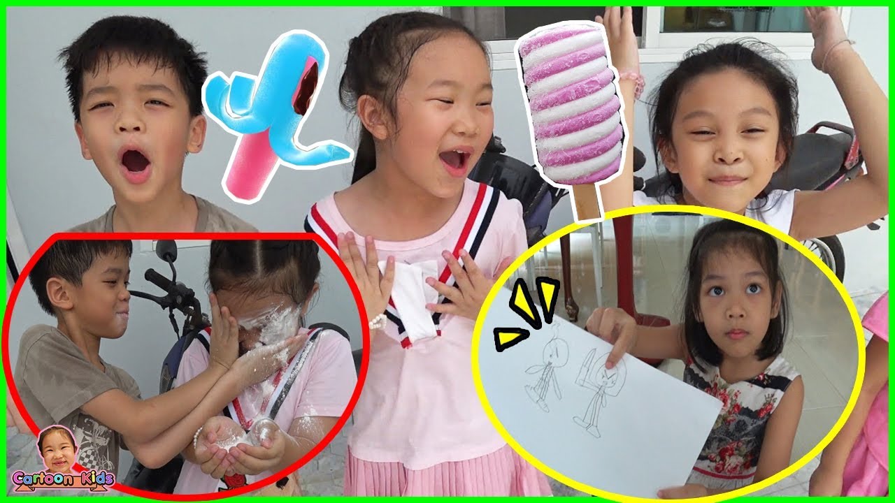 น้องการ์ตูน👧แข่งกินไอติม🍦กับช่องDING DONG DAD👨