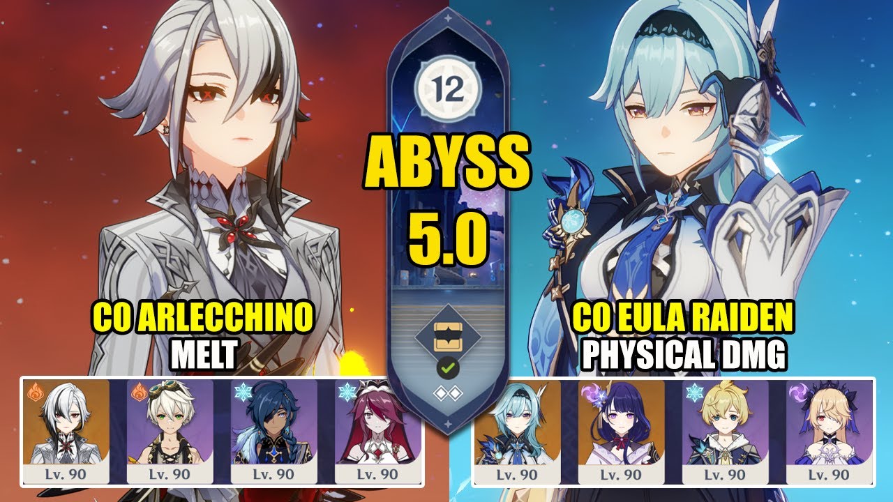 C0 Arlecchino Melt & C0 Eula Raiden Physical | Spiral Abyss 5.0 | Genshin Impact 【原神】