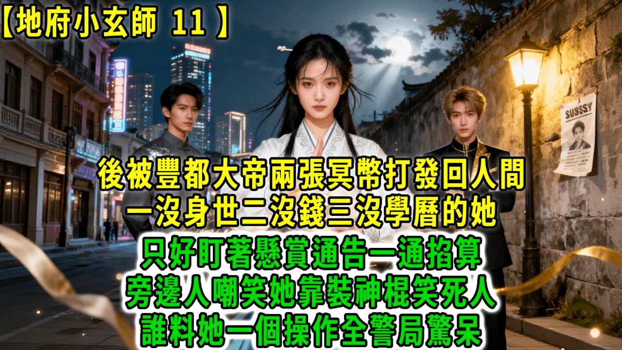 地府小玄師11.在地府稱霸千年的時一，被豐都大帝兩張冥幣打發回人間，一沒身世二沒錢三沒學曆的她，只好盯著懸賞通告一通掐算，旁邊人嘲笑她靠裝神棍笑死人，誰料她一個操作全警局驚呆！#荷上清風 #爽文