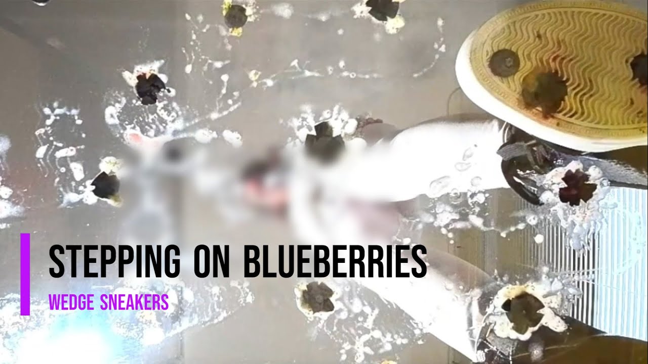 Stepping on blueberries with wedge sneakers 