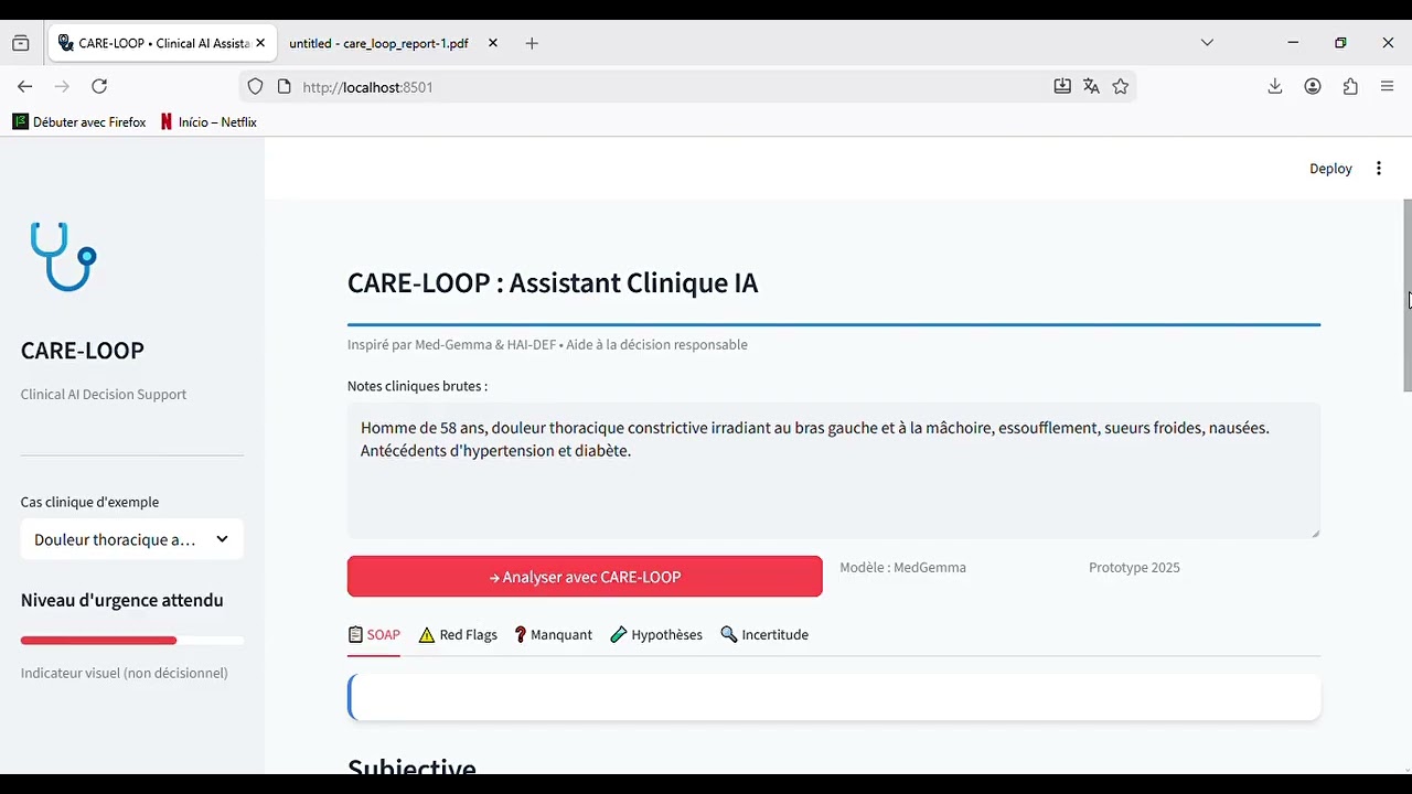 CARE LOOP • Clinical AI Assistant — Mozilla Firefox 2026 01 14 17 27 05