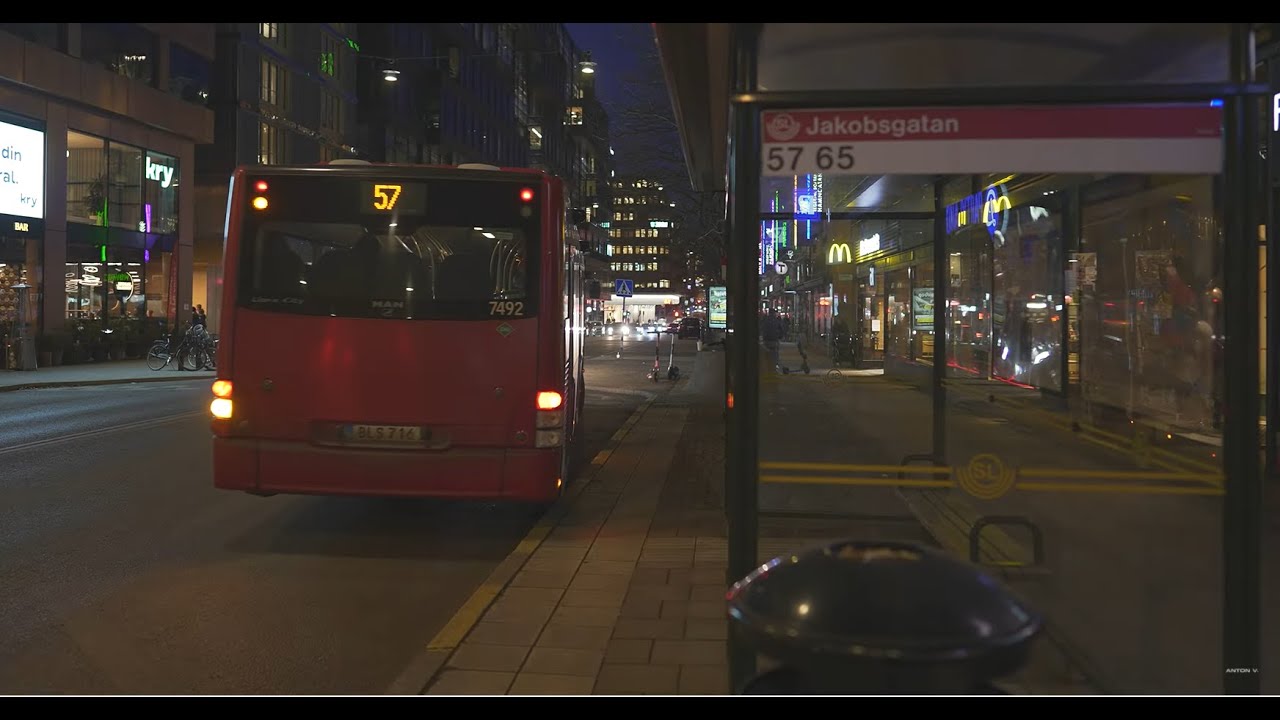 Sweden, Stockholm, bus 57 ride from Barnängsbryggan to Jakobsgatan