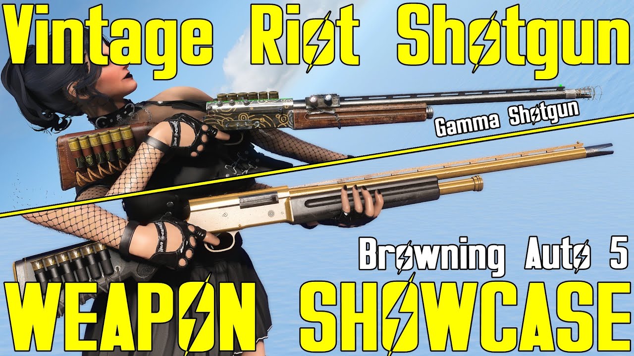 Fallout 4: Vintage Riot Shotgun - Browning Auto 5 and Gamma Shotgun - Weapon Mod Showcase
