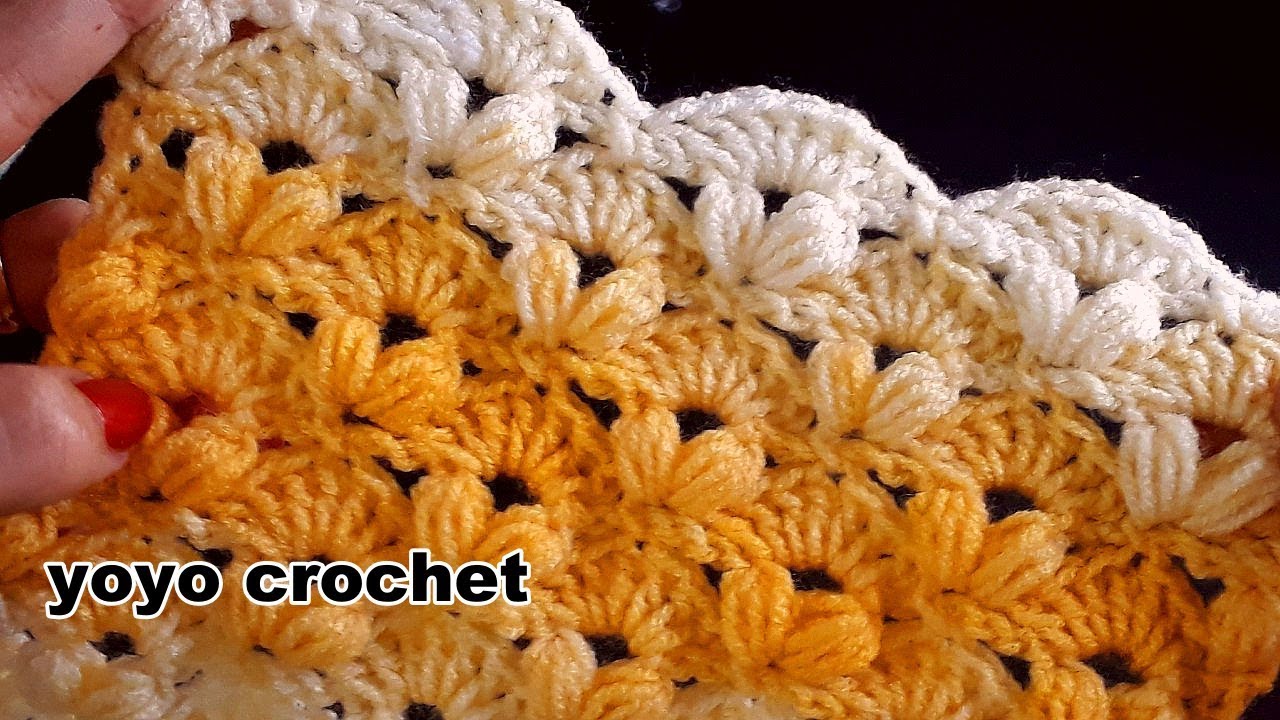 غرز كروشية / غرزة الملكة كروشية لعمل كوفية /بطانية /شال -Queen stitch #يويو كروشية#