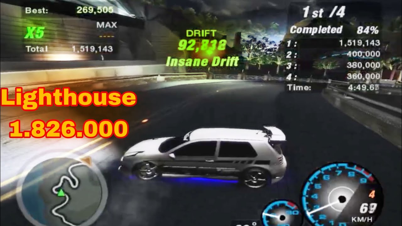 🔥 NFS Underground 2 Drift – Lighthouse 1,826,000 Points | World Record Style Run 🏁