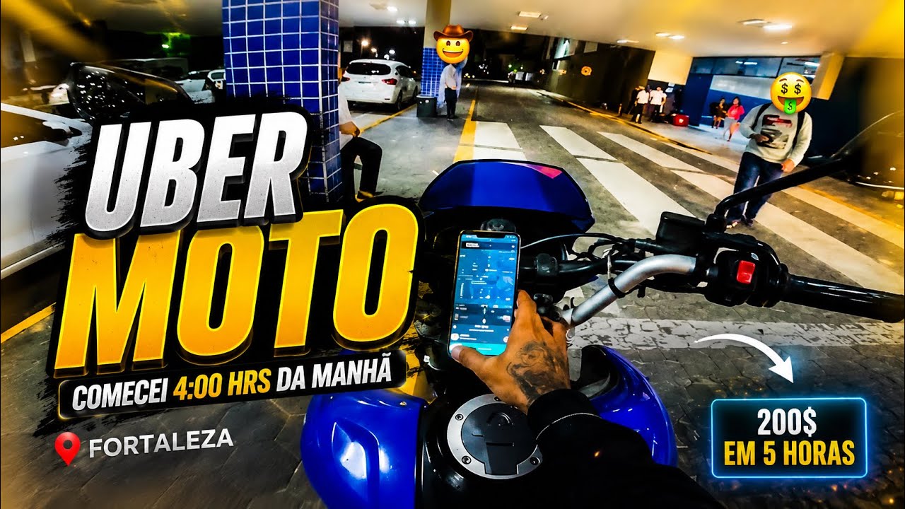 UBER MOTO EM FORTALEZA, COMECANDO 4 HORAS DA MANHA!!! 200 EM 5HORAS ?