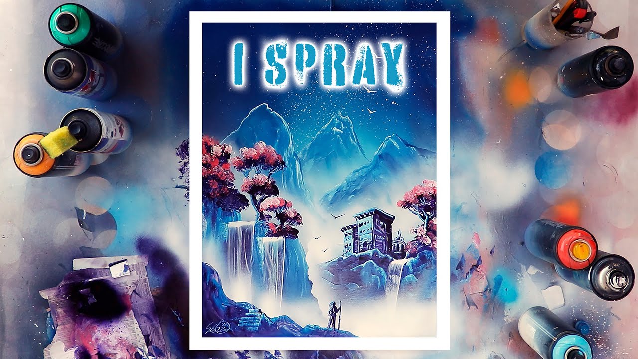 Blue Monastery. Spray Paint Art (Audiovisual experience!). By I Spray.