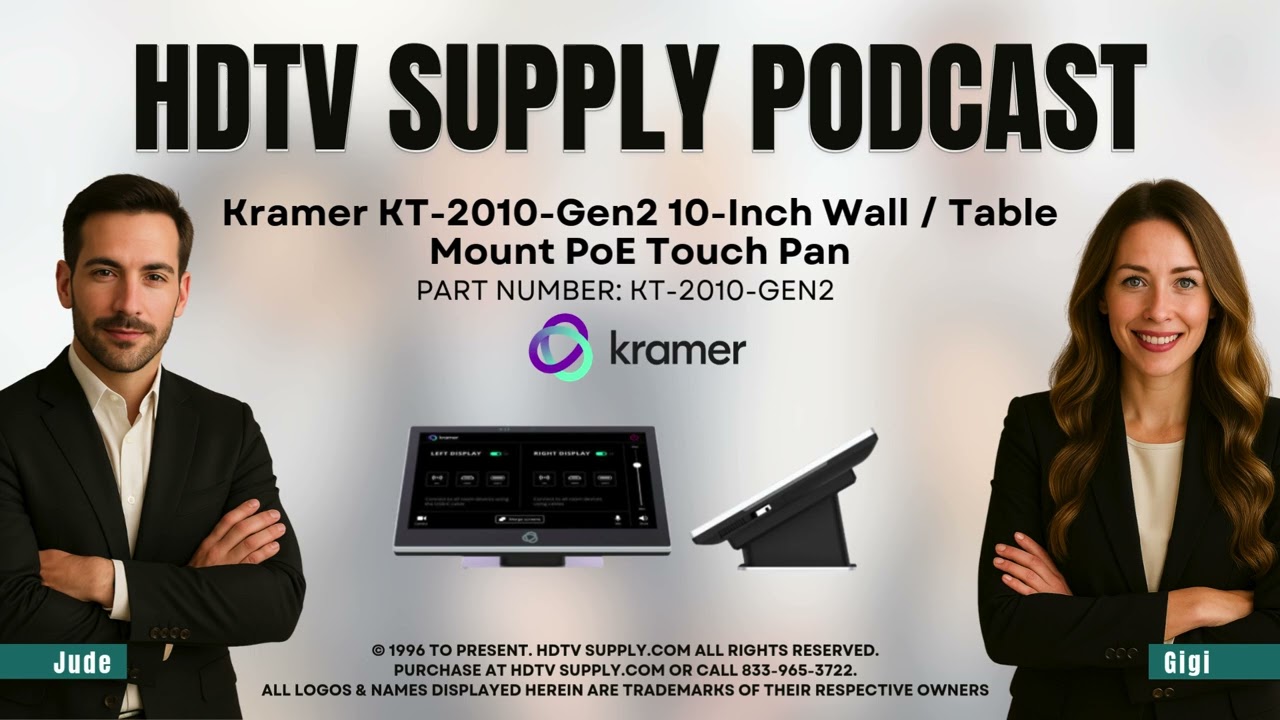 Kramer KT-2010-Gen2 10-Inch Wall / Table Mount PoE Touch Panel