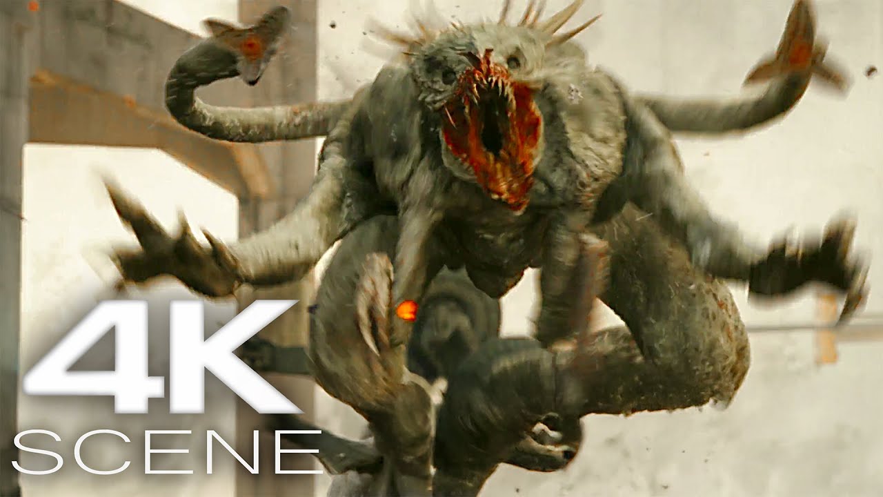 White Spike Monsters Vs F-22 Raptors Fight Scene (4K UHD) The Tomorrow War Movie Clip HDR-X