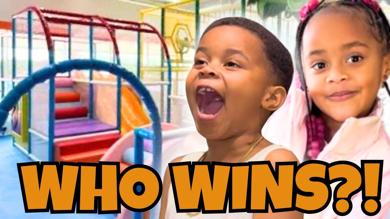 Indoor Playground Adventure! Joni vs Jalon on the Big Slide