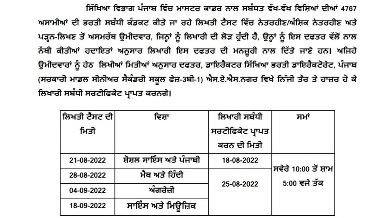 Master cadre 4161 posts new update|scribe form attestation for handicapped candidates|
