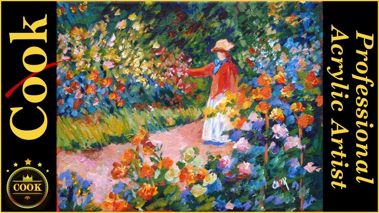 A Lady in Monet's Garden at Giverny  A Color Splash of Flowers with Ginger Cook