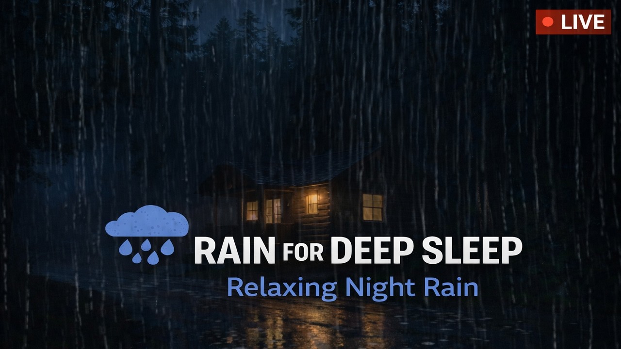Gentle Rain Sounds on a Cabin Window 🌧 (No Ads) | Peaceful Dark Room for Deep Sleep & Relaxation 45