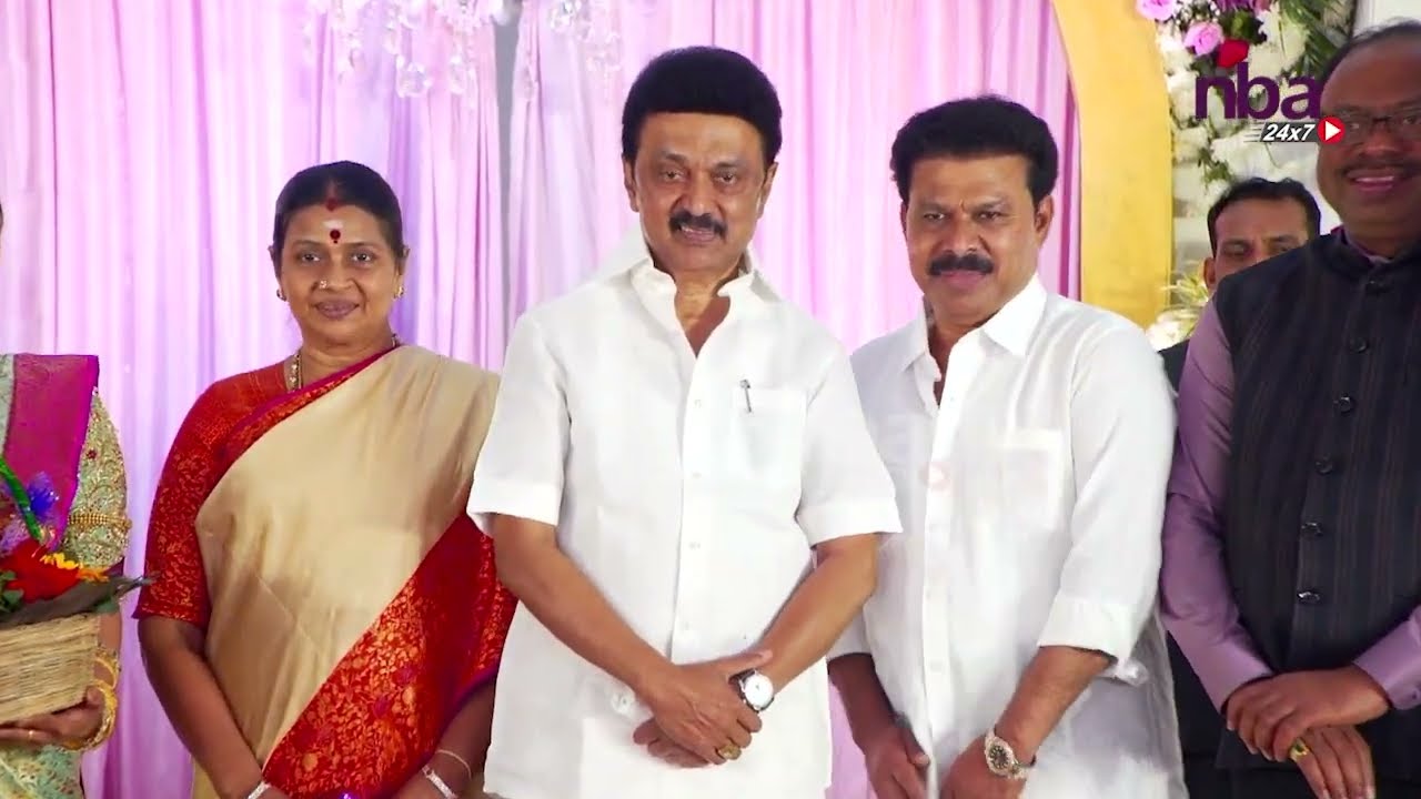 CM Stalin attends Marriage reception of DMK Fisherman secratry house wedding nba 24x7