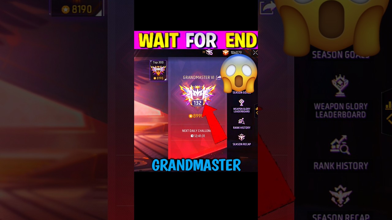 Grandmaster Region in 24 Hours 😰 Part -2 #ff #freefire #grandmaster #ffshorts #rankpush
