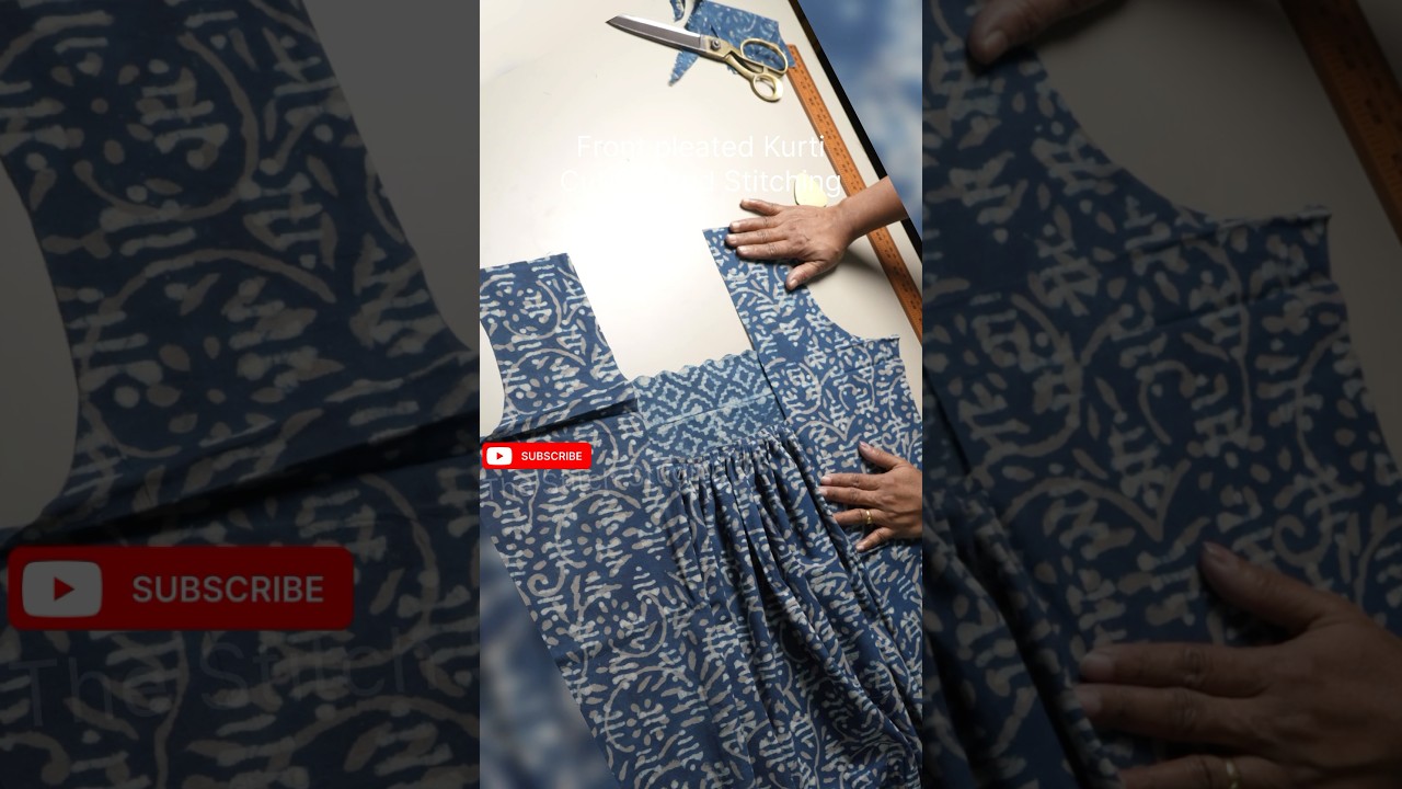Front pleated Kurti cutting and stitching tutorial/ Watch on channel #kurtidesign #kurtistyles