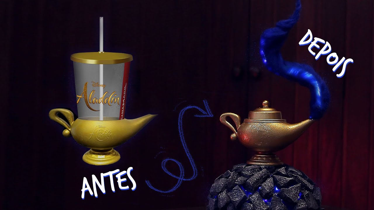 Transformei o Copo do Filme do ALADDIN (CINEMARK) em um Display Luminoso (Disney) - DIY