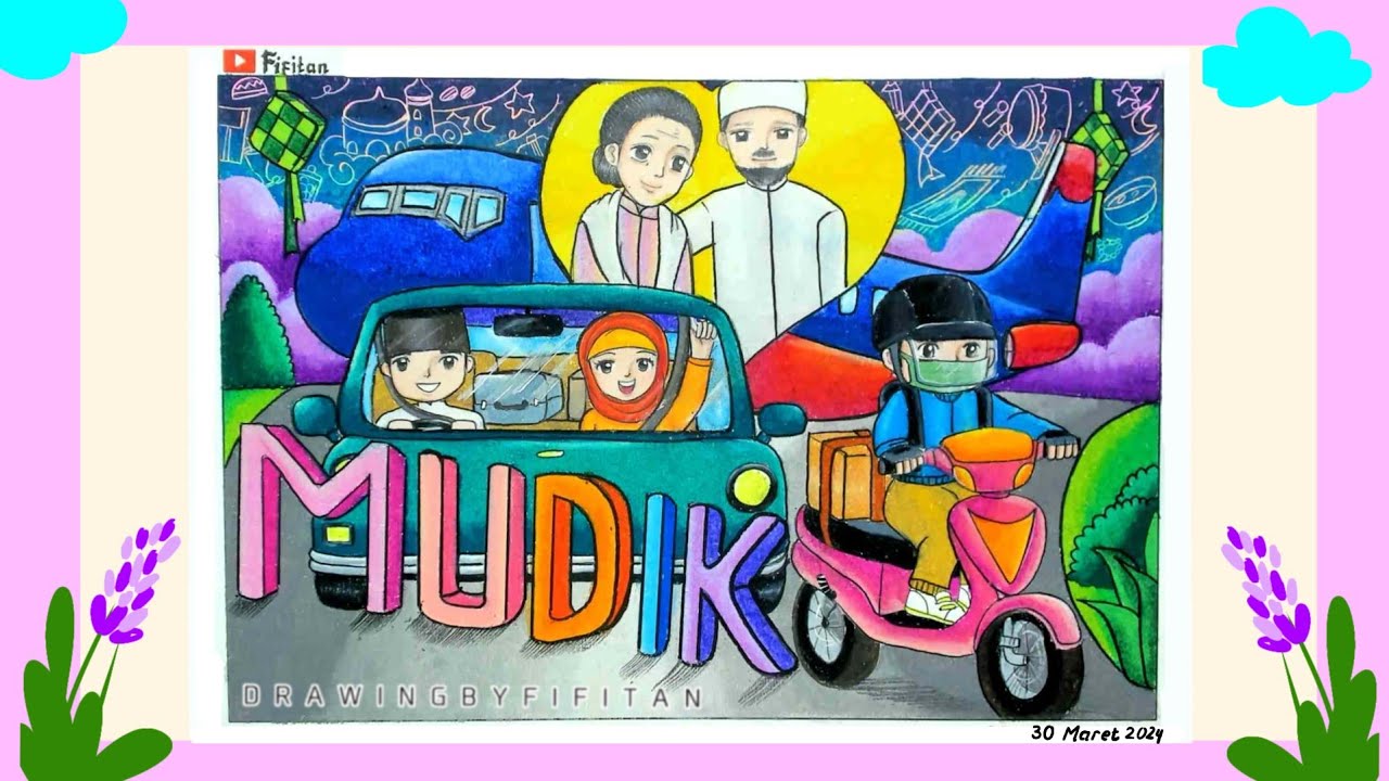 Mari Menggambar Tema Mudik Lebaran Idul fitri ( Gradasi warna EP 515 )