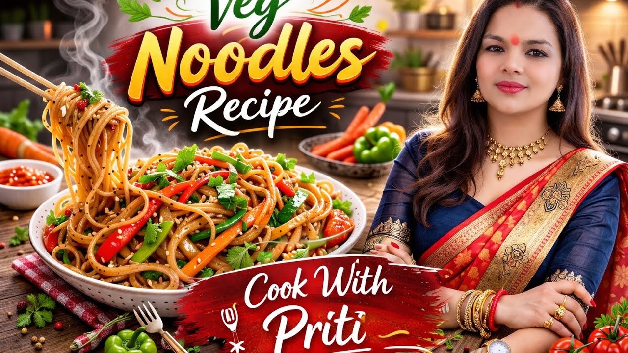 🍜 Veg Noodles Recipe | Street Style Chowmein l cook With Priti 🤤😋