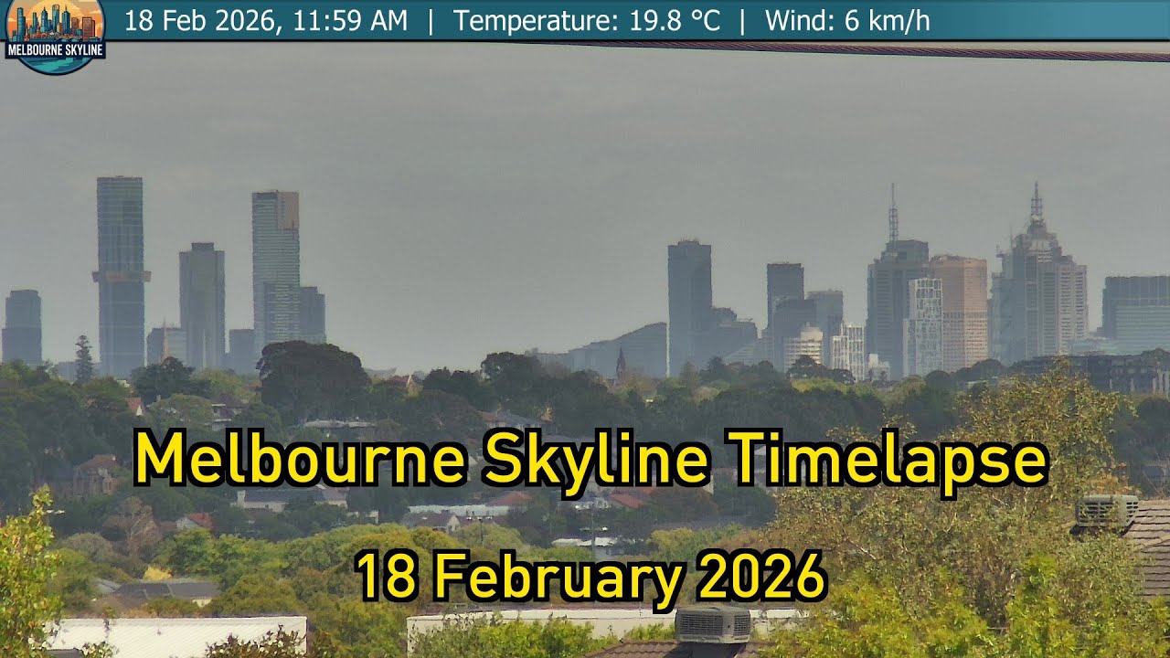 Timelapse! L: 13°C, H: 24°C 🌡️ Melbourne 18th February 2026 Rooftop Live Weather