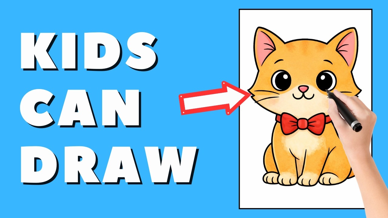 How to Draw a Cute Cat Outline (Easy for Beginners)